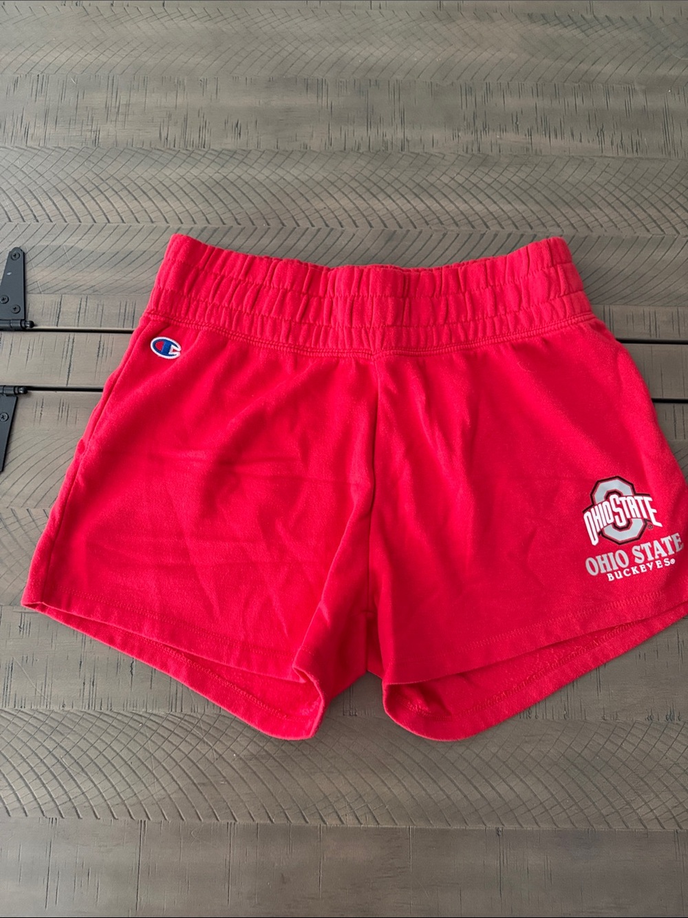 Champion Women's Bright Red Athletic Shorts with Logo